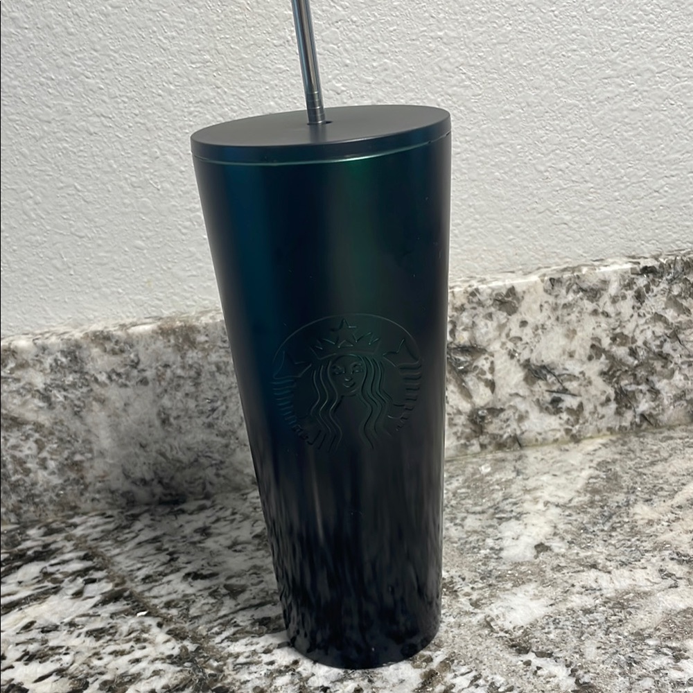 Starbucks Dark Green Tumbler with Straw